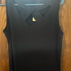 New York & Company Black Crisscross Neck Tank Top